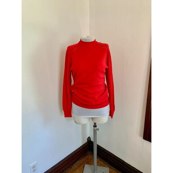 Vtg Exmoor Mock Turtleneck Red Sweater Pullover Union MAde USA Zip Knit Crewneck - Picture 11 of 13